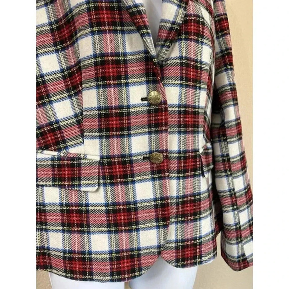 J. Crew Tartan Schoolboy Blazer Jacket Womens Size 8 Plaid Wool Blend Office NWT - Picture 2 of 13
